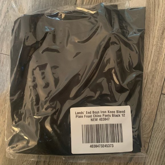 NWT LANDS' END BOYS IRON KNEE BLEND PLAIN FRONT CHINO PANTS BLACK - Picture 5 of 16